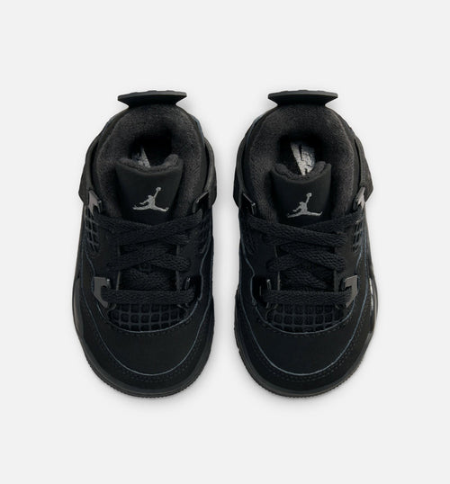 Air Jordan 4 Retro Black Cat Infant/Toddler Lifestyle Shoes - Black/Black/Light Graphite