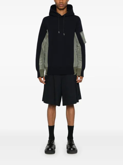 sacai panelled drawstring hoodie