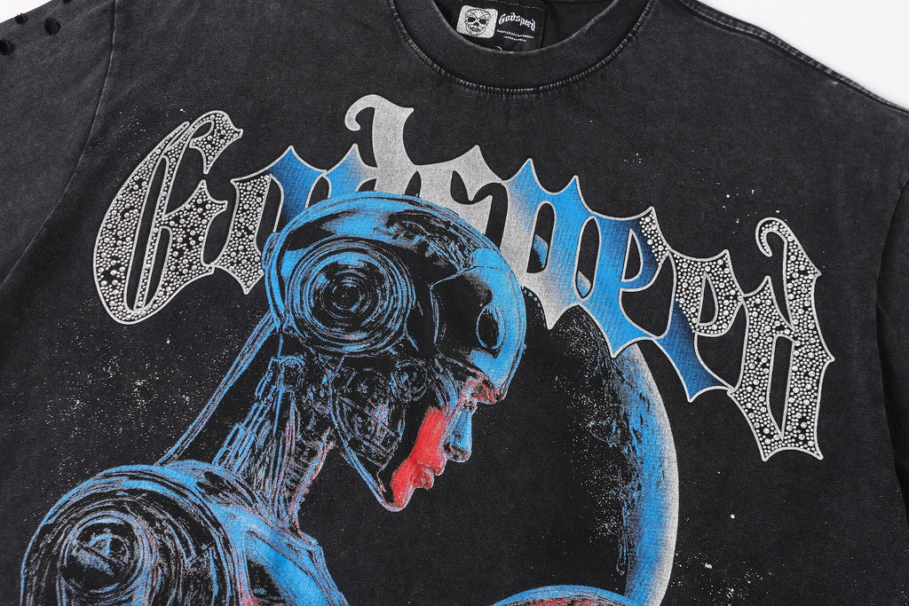 Godspeed Blue/Red Graphic Short-Sleeve T-Shirt