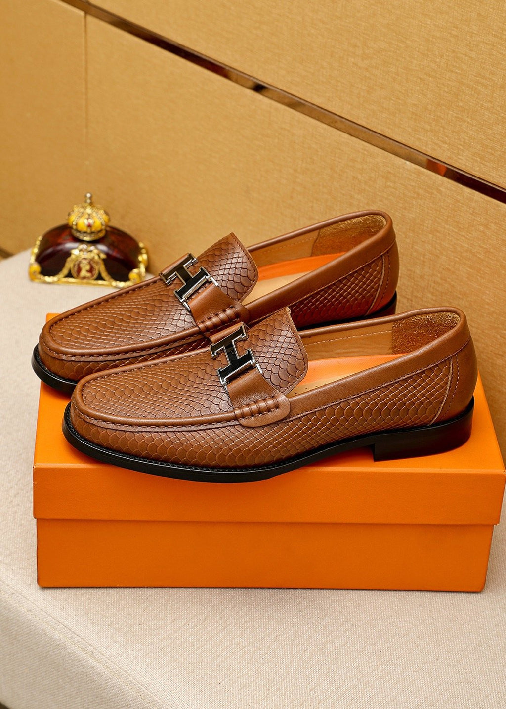 Hermès Textured Hardware Loafers